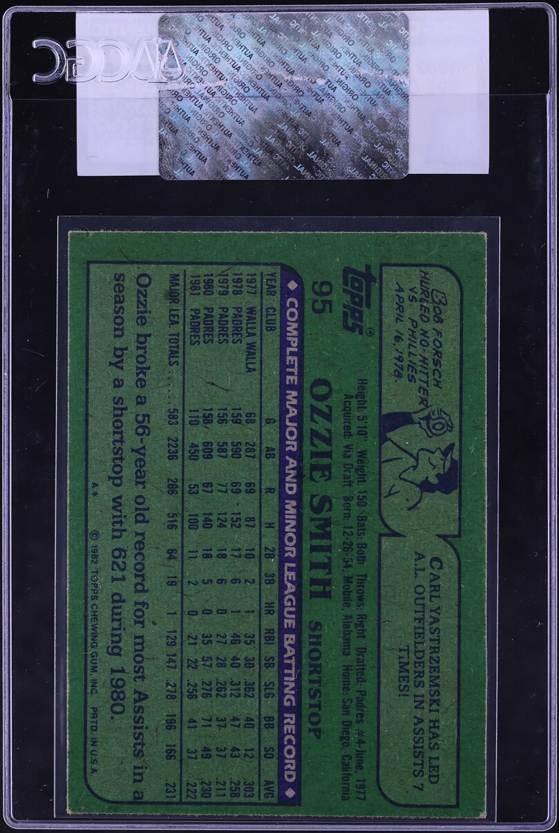 1982 Topps Ozzie Smith #95 CGC AUTH