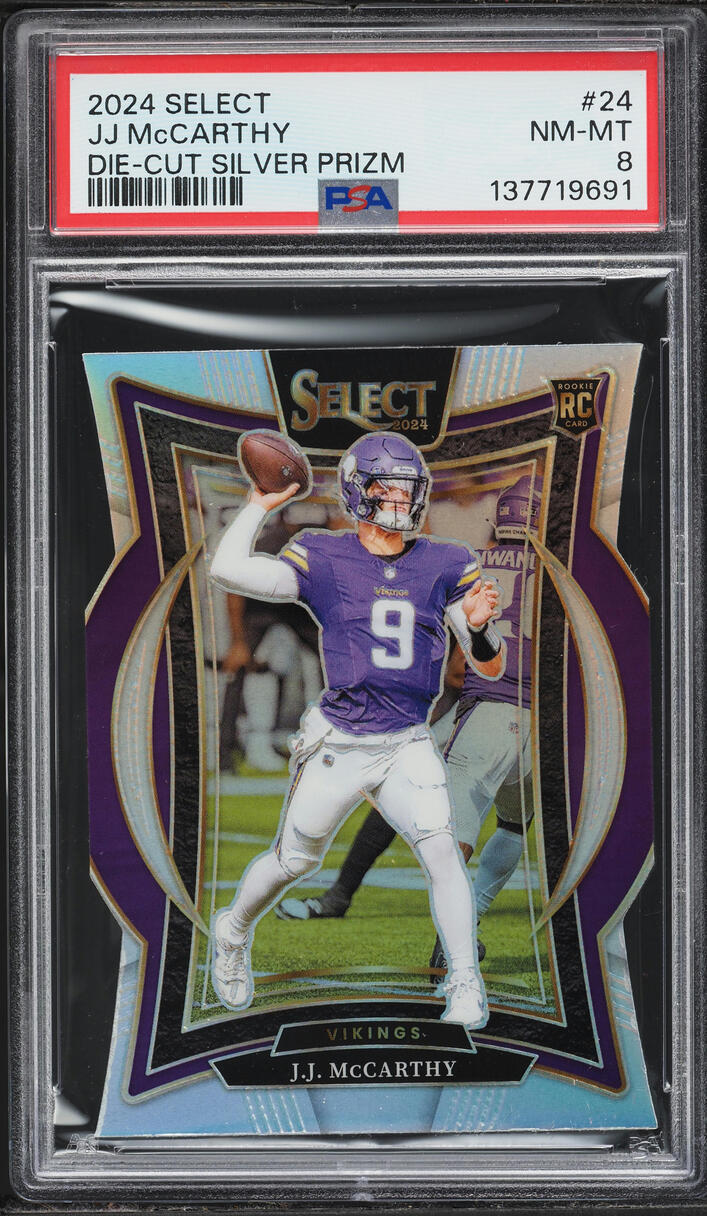 2024 Select Concourse Silver Prizm Die-Cut J.J. McCarthy ROOKIE #24 PSA 8 NM-MT
