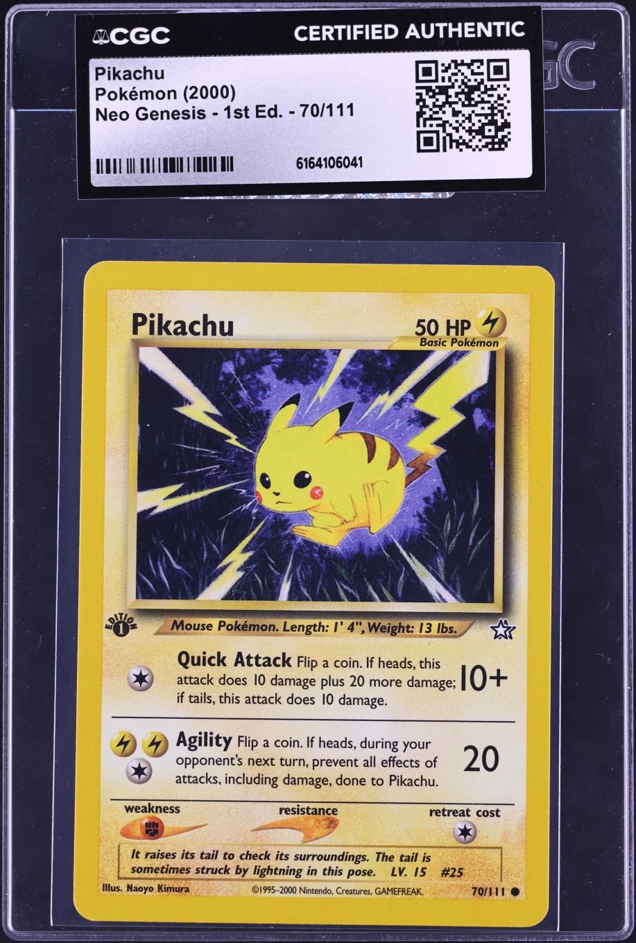 2000 Pokemon Neo Genesis 1st Edition Pikachu #70 CGC AUTH