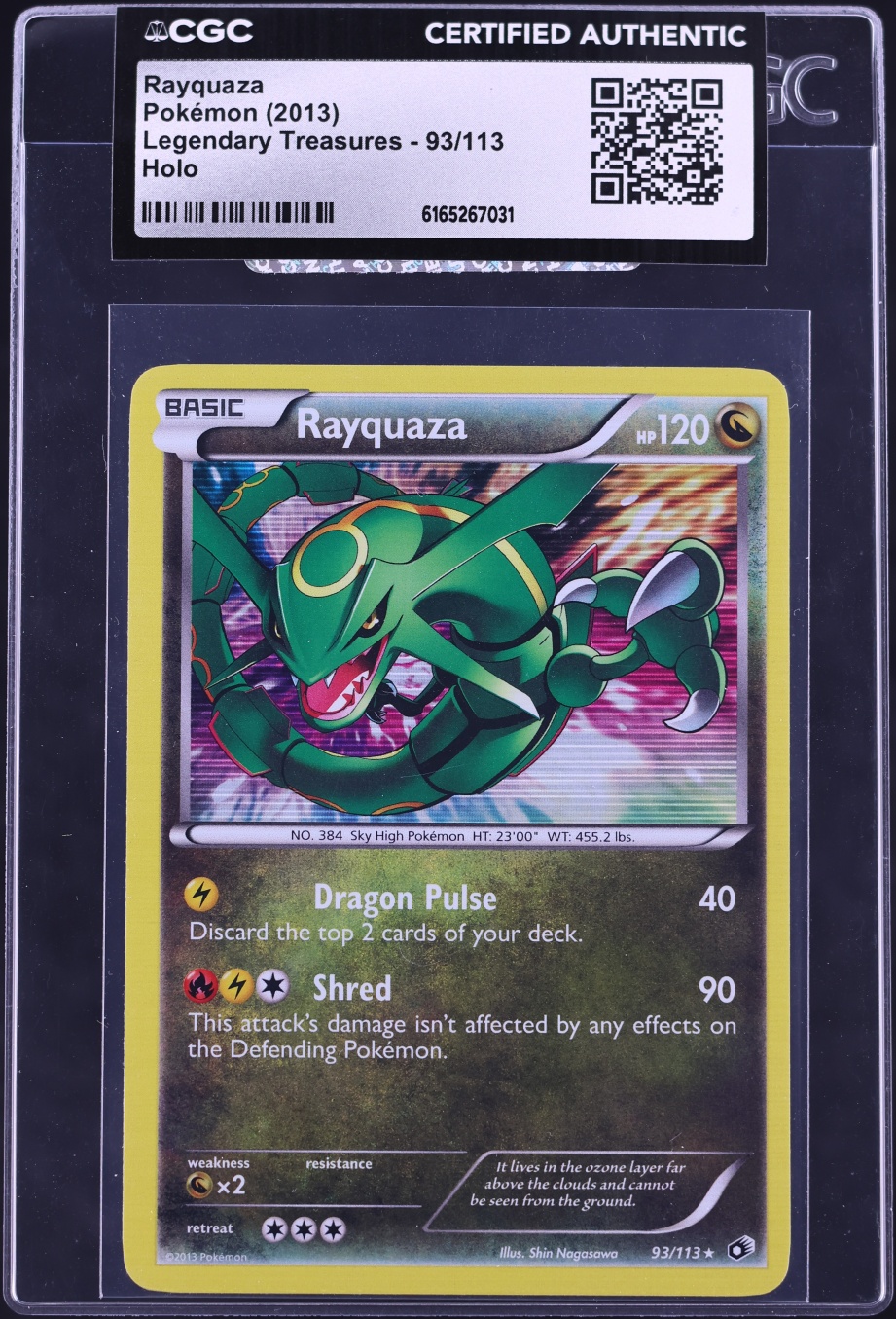 2013 Pokemon Black & White Legendary Treasures Holo Rayquaza #93 CGC AUTH