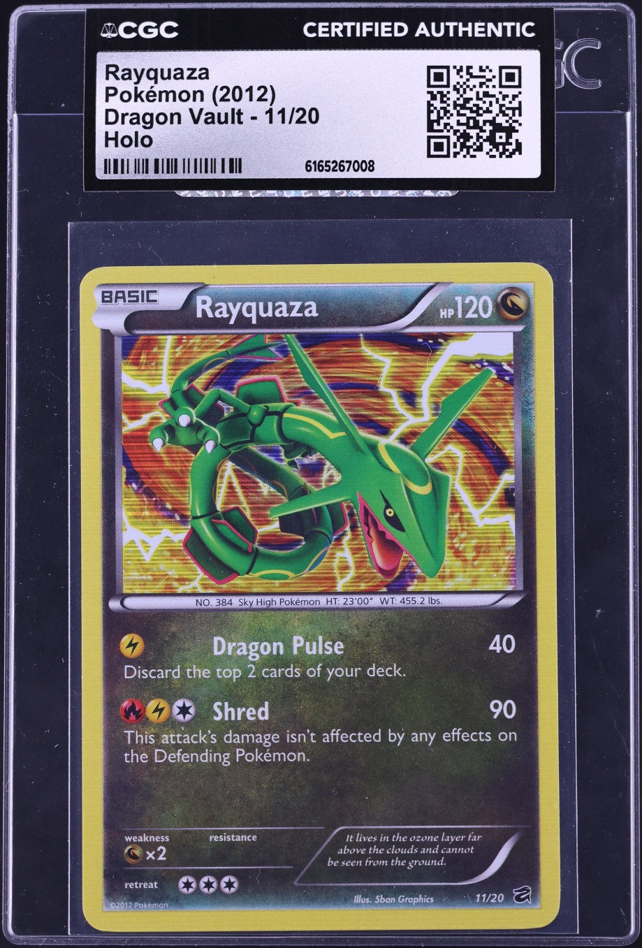 2012 Pokemon Black & White Dragon Vault Holo Rayquaza #11 CGC AUTH