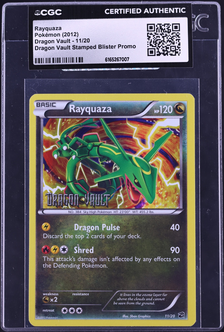 2012 Pokemon Black & White Promo Dragon Vault Rayquaza #11 CGC AUTH