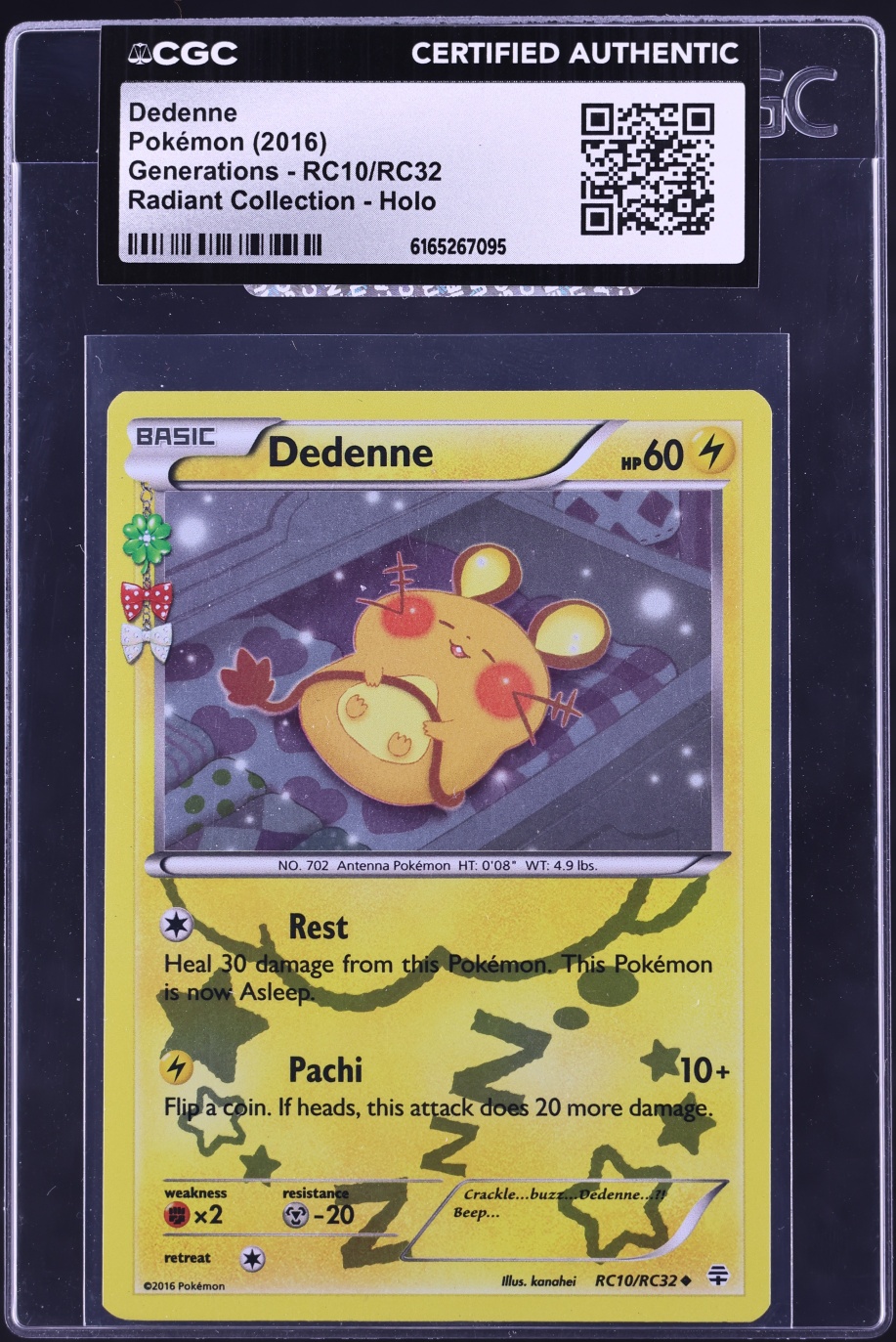 2016 Pokemon XY Generations Radiant Collection Holo Dedenne #RC10 CGC AUTH