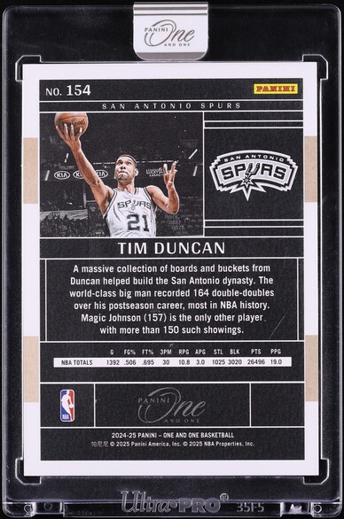2024 Panini One And One Legends Gold Tim Duncan /10 #154 - Photo 2