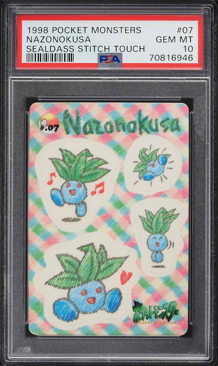 1998 Pokemon Japanese Sealdass Stitch Touch Nazonokusa #7 PSA 10 GEM MINT