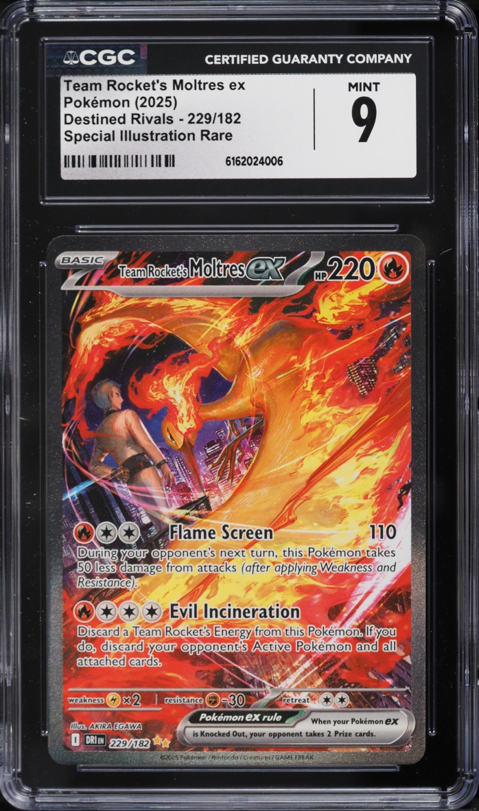 2025 Pokemon Scarlet & Violet Destined Rivals SIR Team Rocket's Moltres Ex #229 CGC 9 MINT
