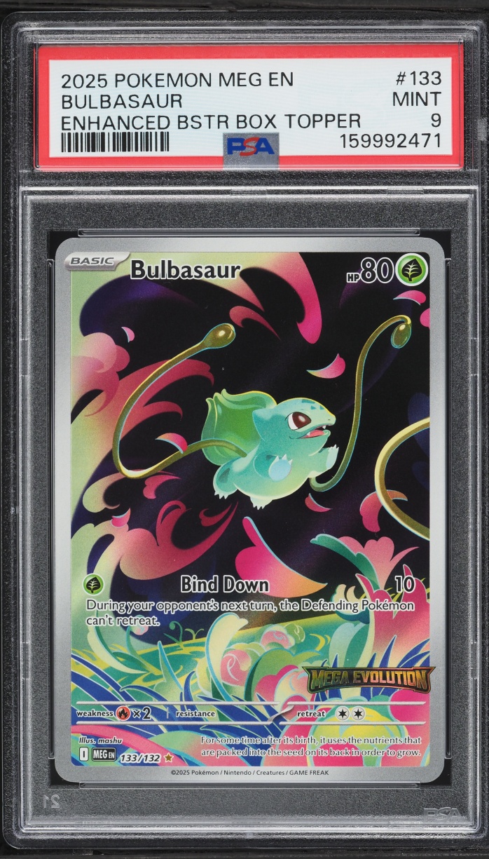 2025 Pokemon Mega Evolution Enhanced Booster Box Topper IR Bulbasaur #133 PSA 9 MINT