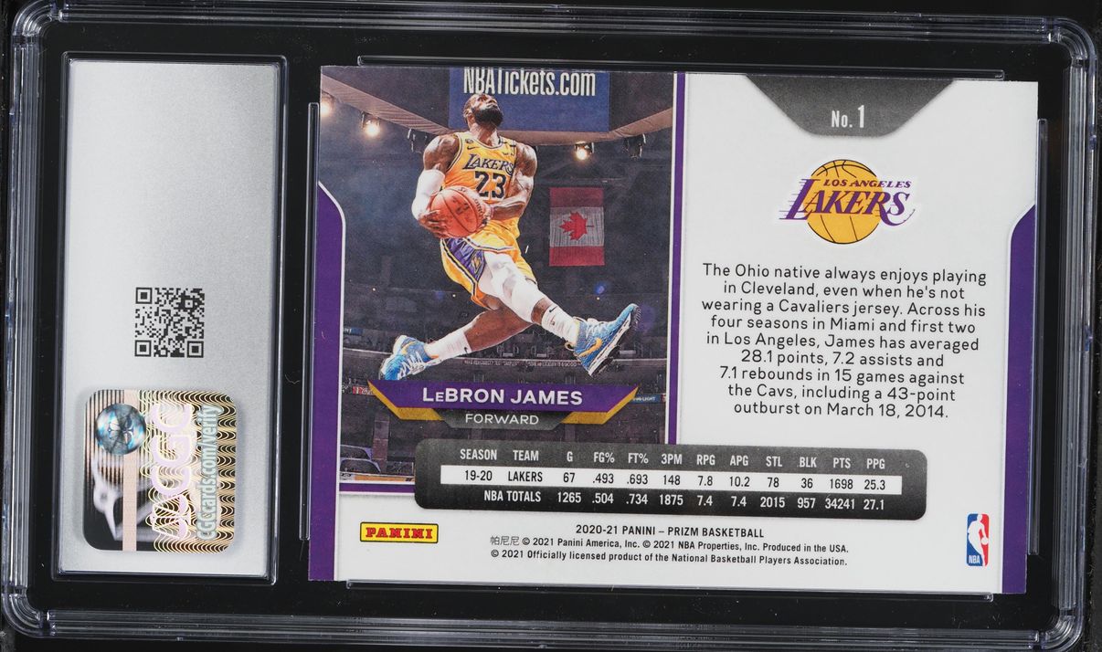 2020 Panini Prizm LeBron James #1 CGC 7.5 NRMT+