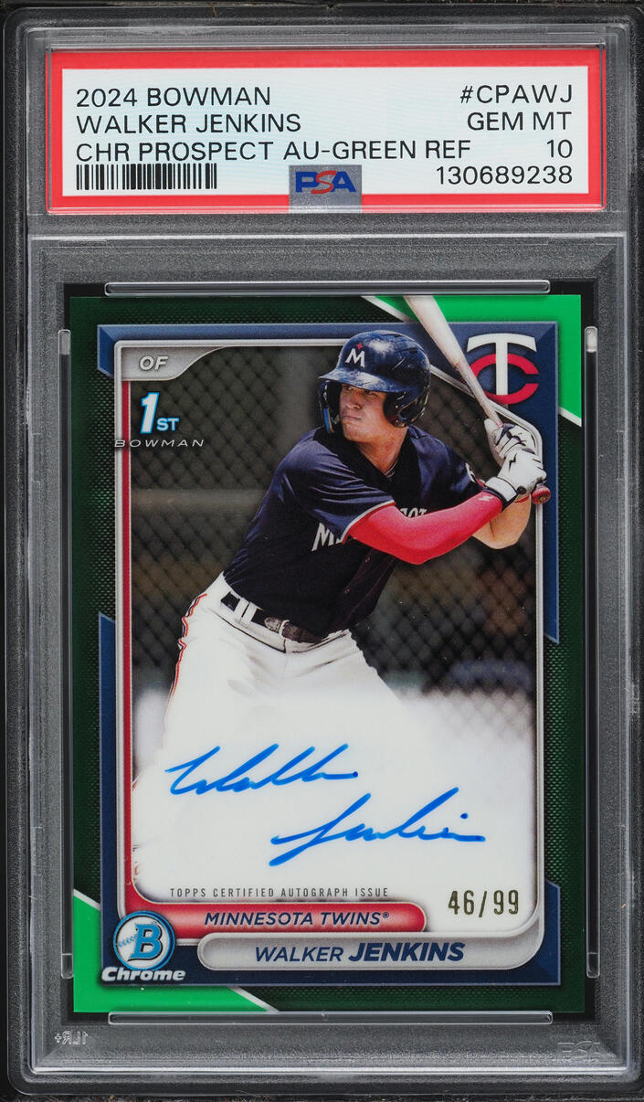 2024 Bowman Chrome Green Refractor Walker Jenkins PROSPECT AUTO /99 #CPA-WJ PSA 10 GEM MINT