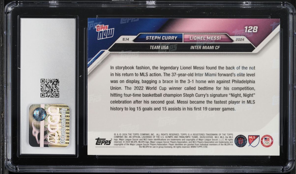 2024 Topps Now MLS Stephen Curry & Lionel Messi #128 CGC 9 MINT