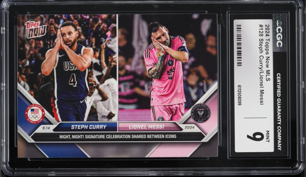 2024 Topps Now Major League Soccer Steph Curry Lionel Messi #128 CGC 9 MINT