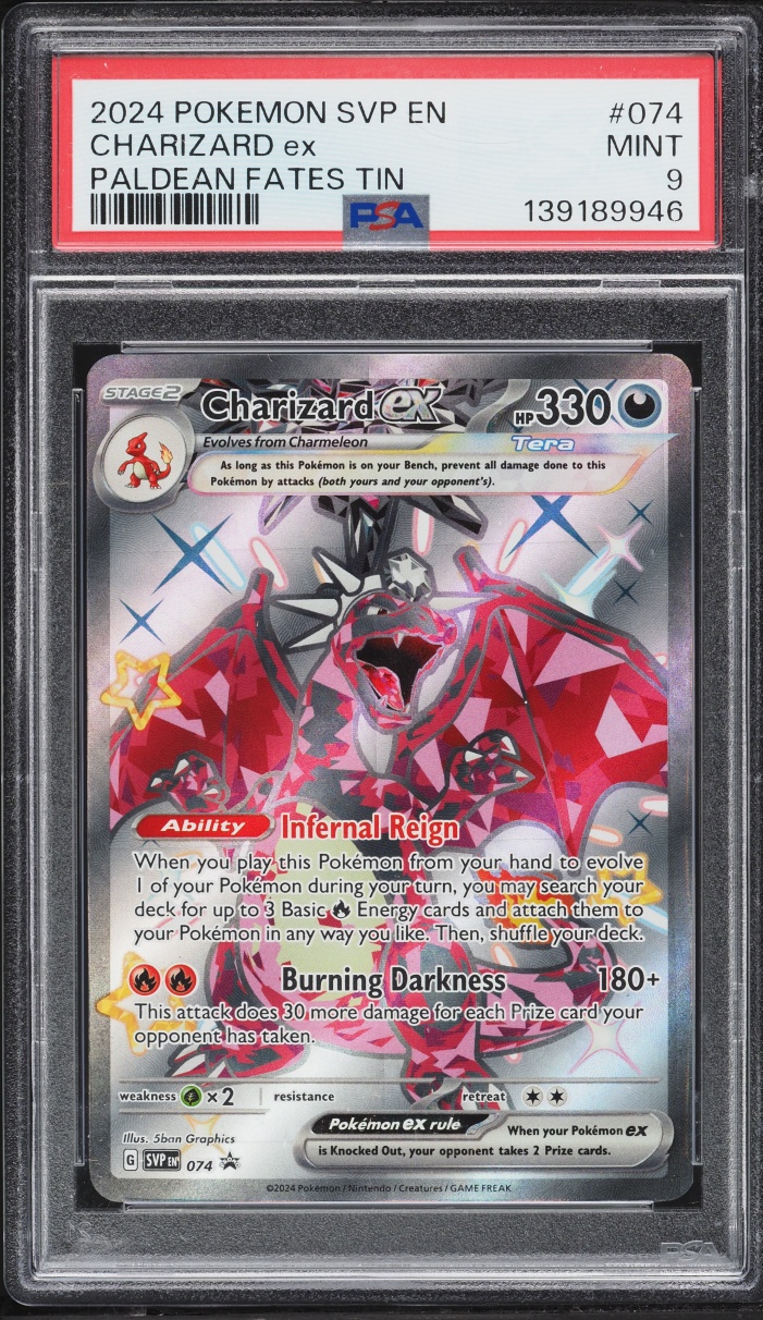 2024 Pokemon Scarlet & Violet Promo Paldean Fates Full Art Shiny Charizard ex #74 PSA 9 MINT