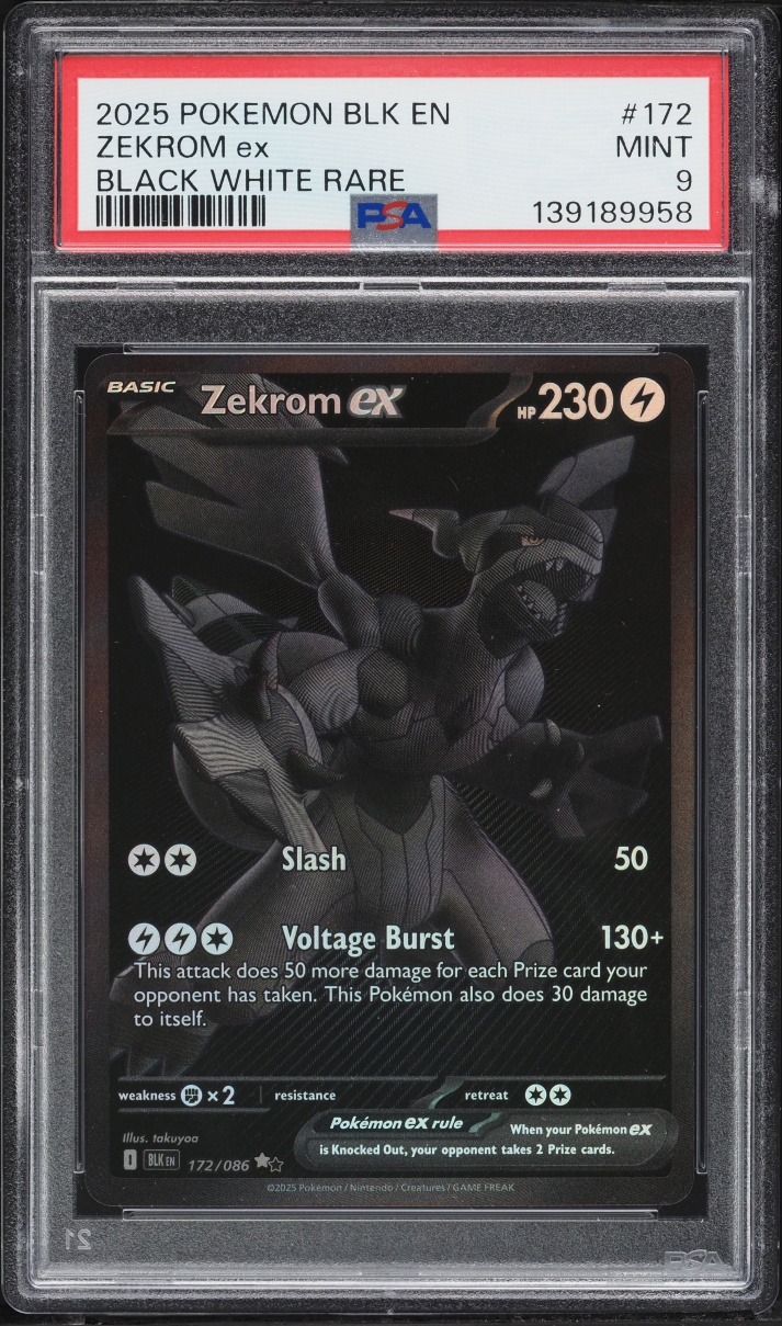 2025 Pokemon Scarlet & Violet Black Bolt BWR Zekrom ex #172 PSA 9 MINT