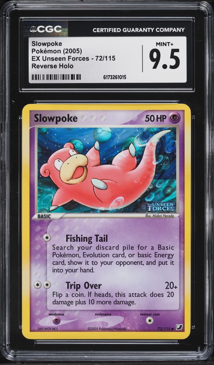 2005 Pokemon EX Unseen Forces Reverse Holo Slowpoke #72 CGC 9.5 MINT+
