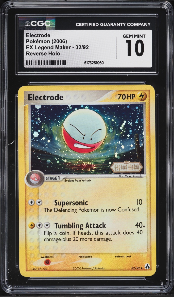 2006 Pokemon EX Legend Maker Reverse Holo Electrode #32 CGC 10 GEM MINT