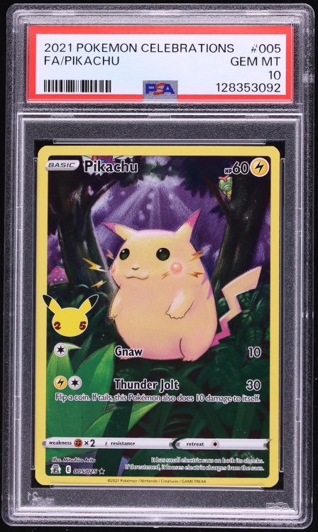 2021 Pokemon Sword & Shield Celebrations Full Art Pikachu #5 PSA 10 GEM MINT