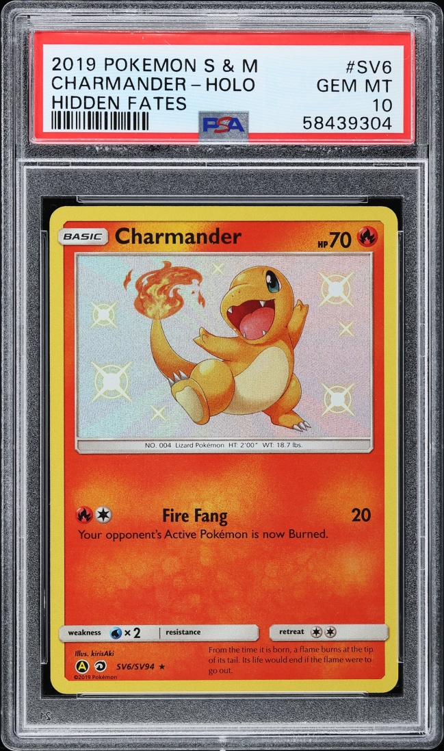 2019 Pokemon Sun & Moon Hidden Fates Holo Charmander #SV6 PSA 10 GEM MINT