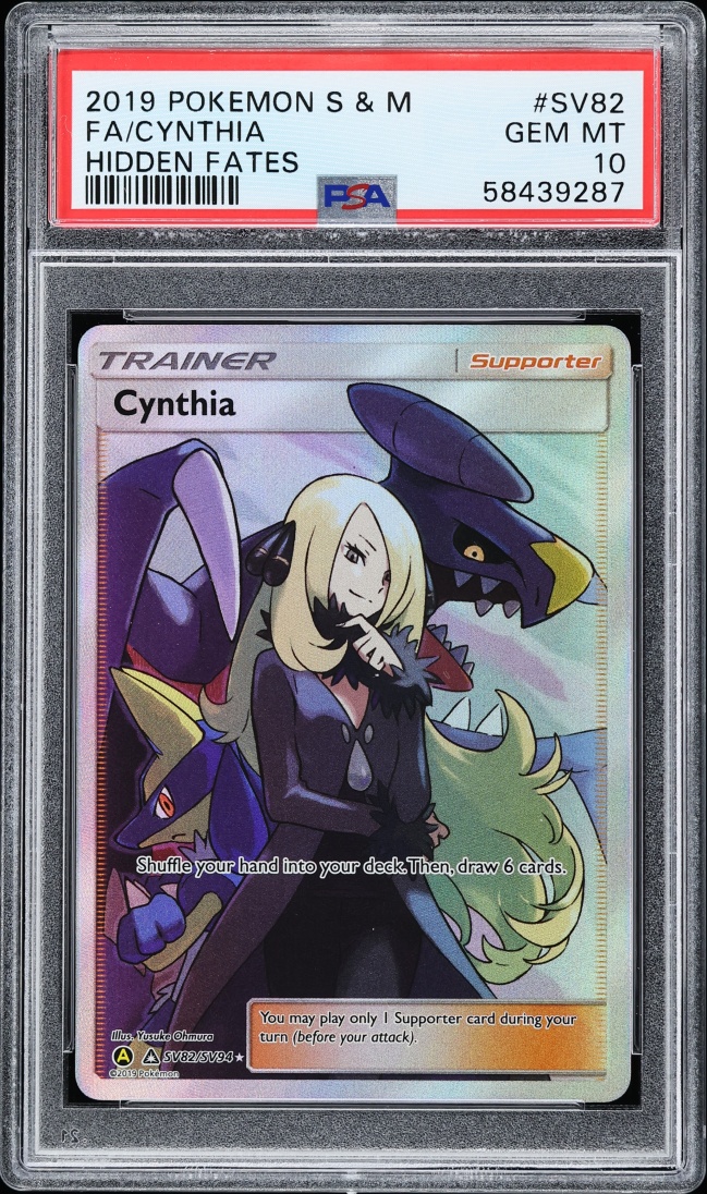 2019 Pokemon Sun & Moon Hidden Fates Shiny Vault Full Art Cynthia #SV82 PSA 10 GEM MINT