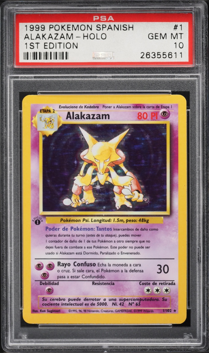 1999 Pokemon Spanish Base Set 1st Edition Holo Alakazam #1 PSA 10 GEM MINT