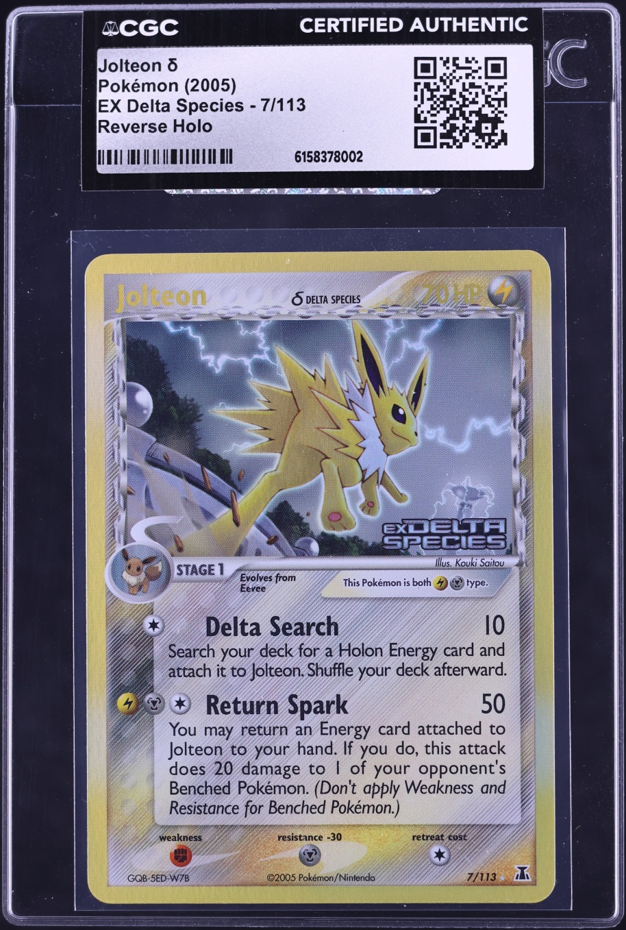 2005 Pokemon EX Delta Species Reverse Holo Jolteon #7 CGC AUTH