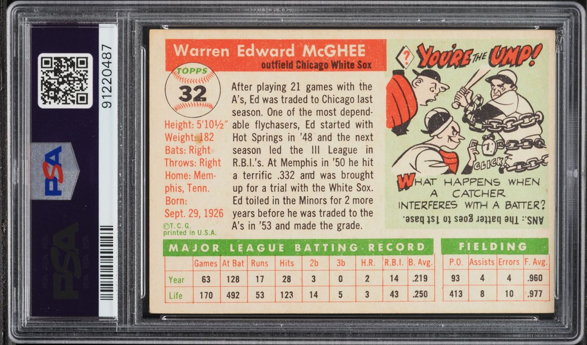 1955 Topps Ed McGhee #32 PSA 6 EXMT