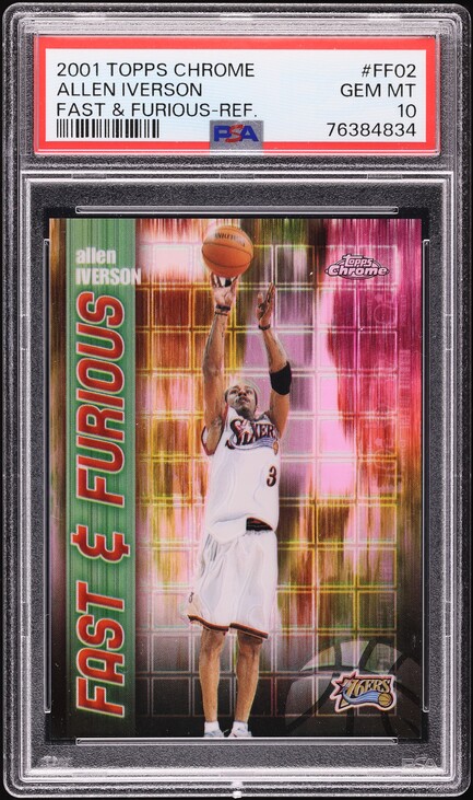 1997 Topps Chrome Refractor Allen Iverson #54 PSA 8 NM-MT on