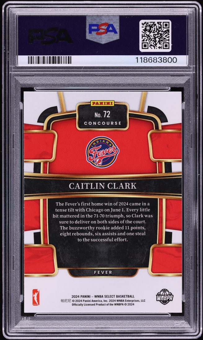 2024 Select Concourse WNBA Caitlin Clark ROOKIE #72 PSA 10 GEM MINT