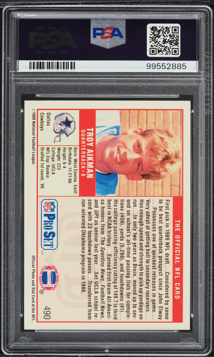 1989 Pro Set Troy Aikman ROOKIE #490 PSA 4 VGEX