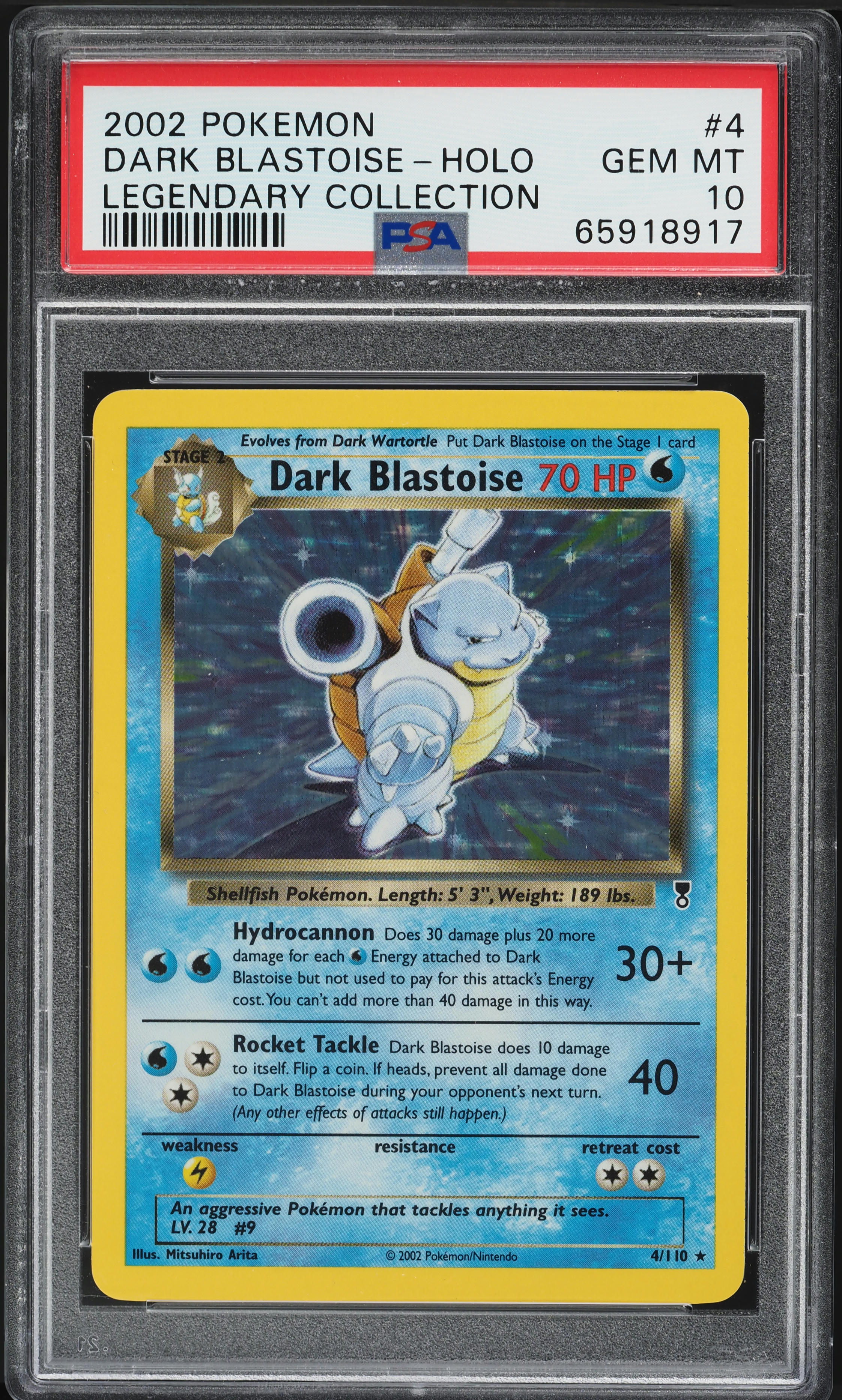 2002 Pokemon Legendary Collection Holo Dark Blastoise #4 PSA 10 GEM MINT