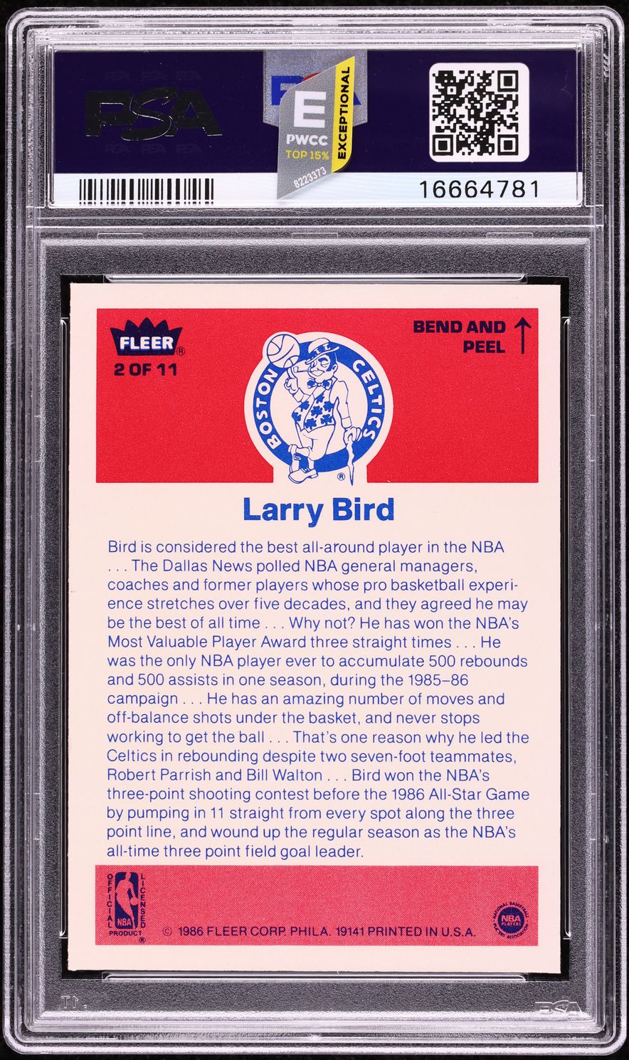 1986 Fleer Sticker Larry Bird #2 PSA 10 GEM MINT