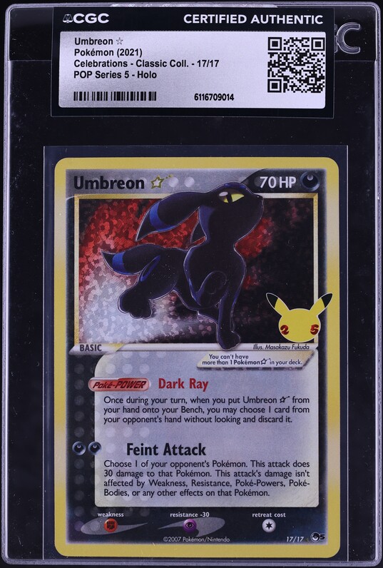 2021 Pokemon SWSH Celebrations POP Series 5 Holo Umbreon Gold Star