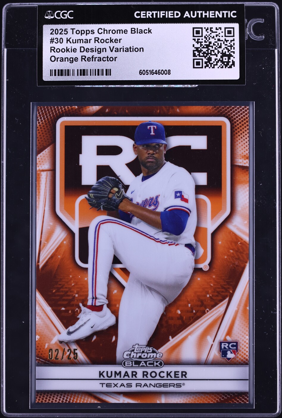 2025 Topps Chrome Black Variation Orange Refractor Kumar Rocker RC /25 ...