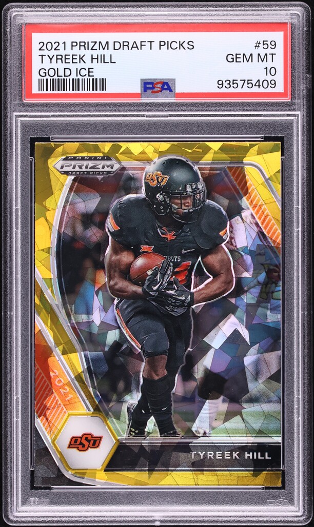 2021 Panini Prizm Draft Picks Gold Ice Tyreek Hill #59 PSA 10 GEM MINT