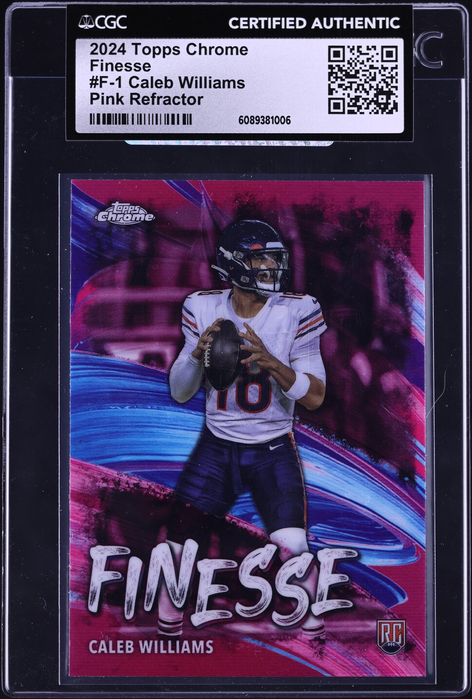 2024 Topps Chrome Finesse Pink Refractor Caleb Williams ROOKIE #F-1 CGC AUTH