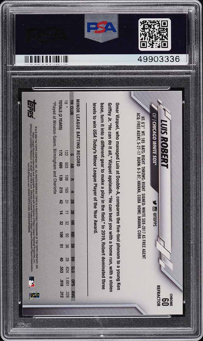 2020 Topps Chrome Refractor Luis Robert ROOKIE #78 PSA 9 MINT