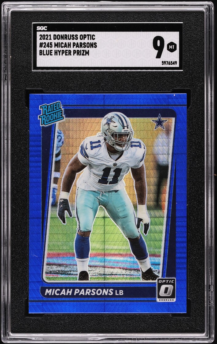 2021 Donruss Optic Blue Hyper Prizm Micah Parsons ROOKIE #245 SGC 9 MINT