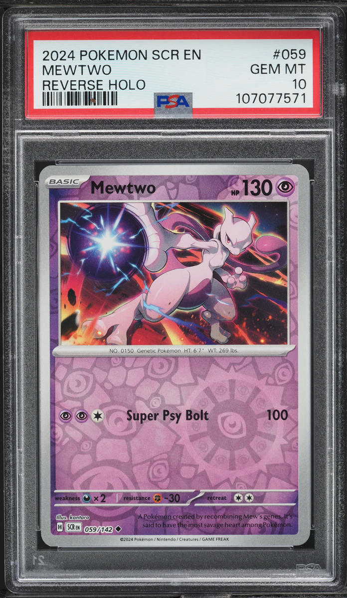 2024 Pokemon Scarlet & Violet Stellar Crown Reverse Holo Mewtwo #59 PSA 10 GEM MINT
