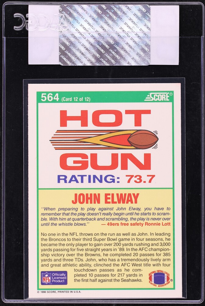 1990 Score Football John Elway #564 CGC AUTH