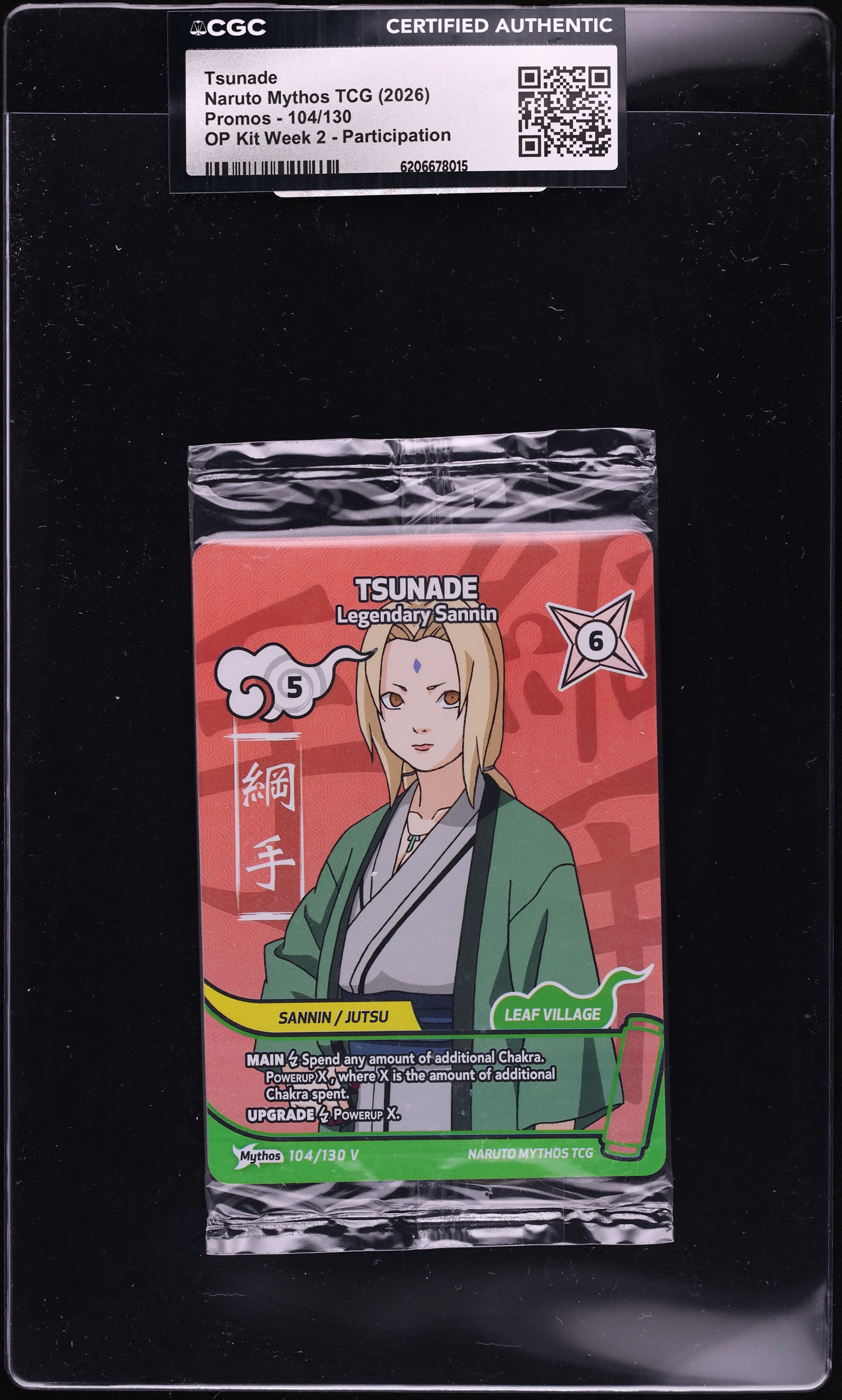 2026 Naruto Mythos TCG Promo OP Kit Week 2 Participation Tsunade #104 CGC AUTH