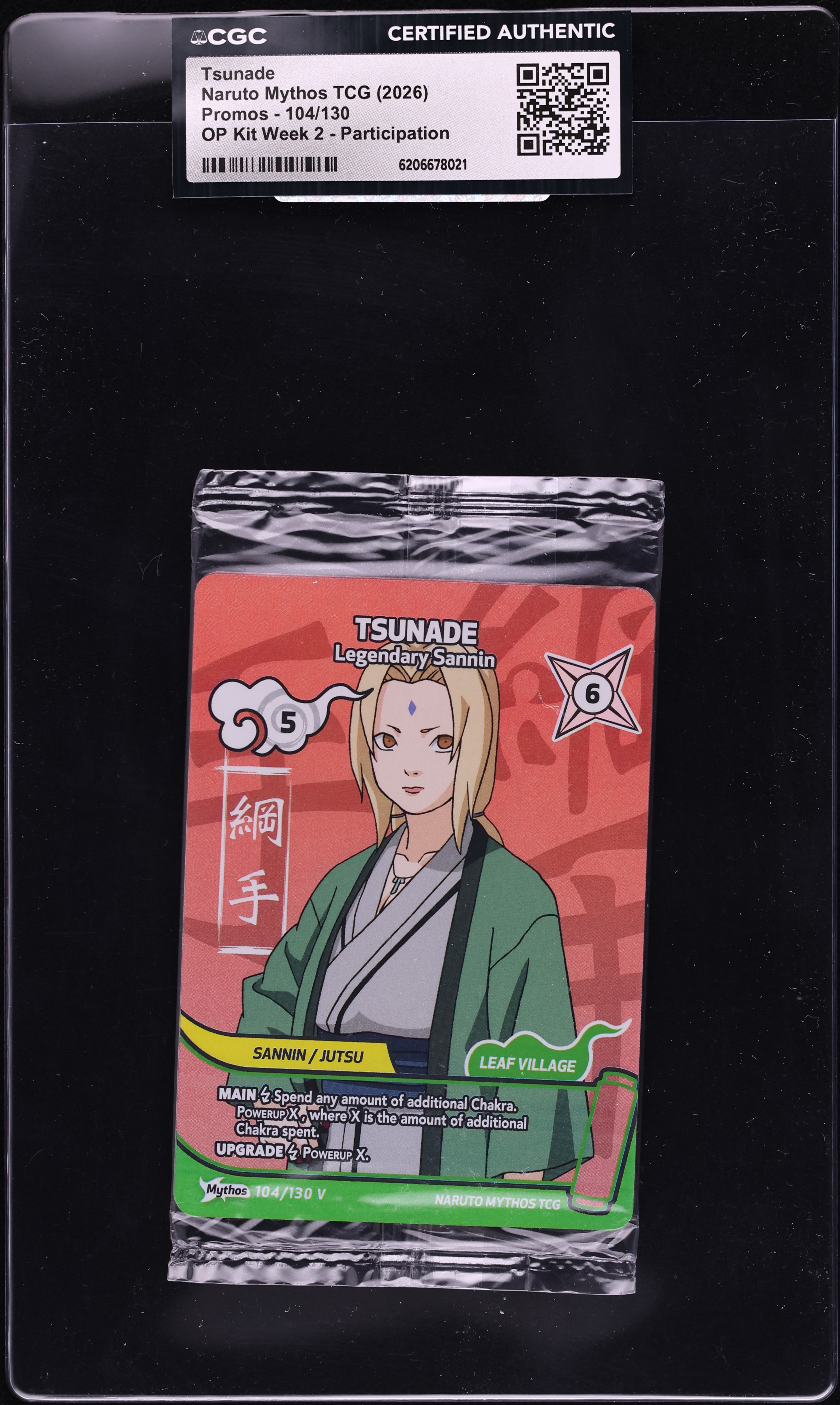 2026 Naruto Mythos TCG Promo OP Kit Week 2 Participation Tsunade #104 CGC AUTH