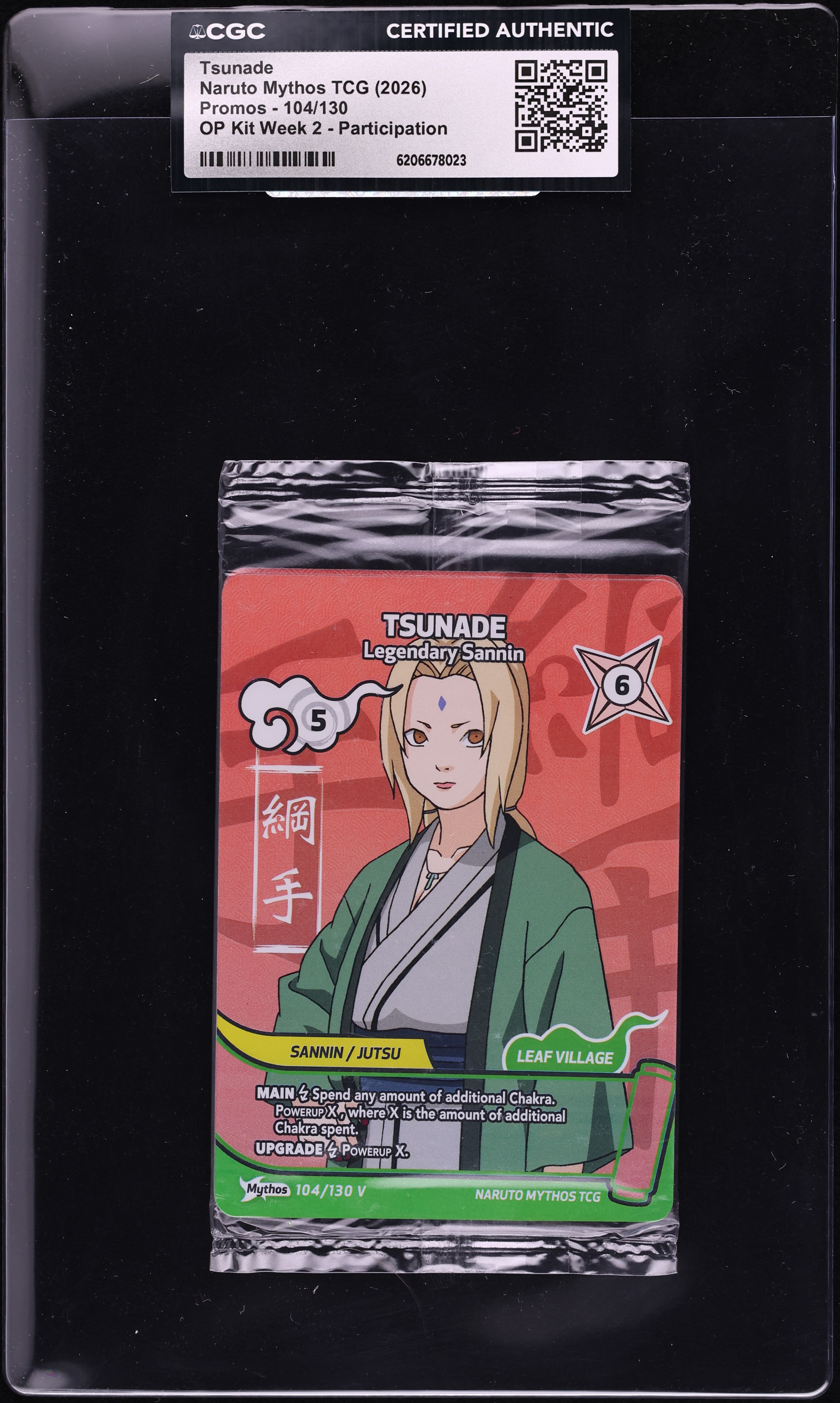 2026 Naruto Mythos TCG Promo OP Kit Week 2 Participation Tsunade #104 CGC AUTH