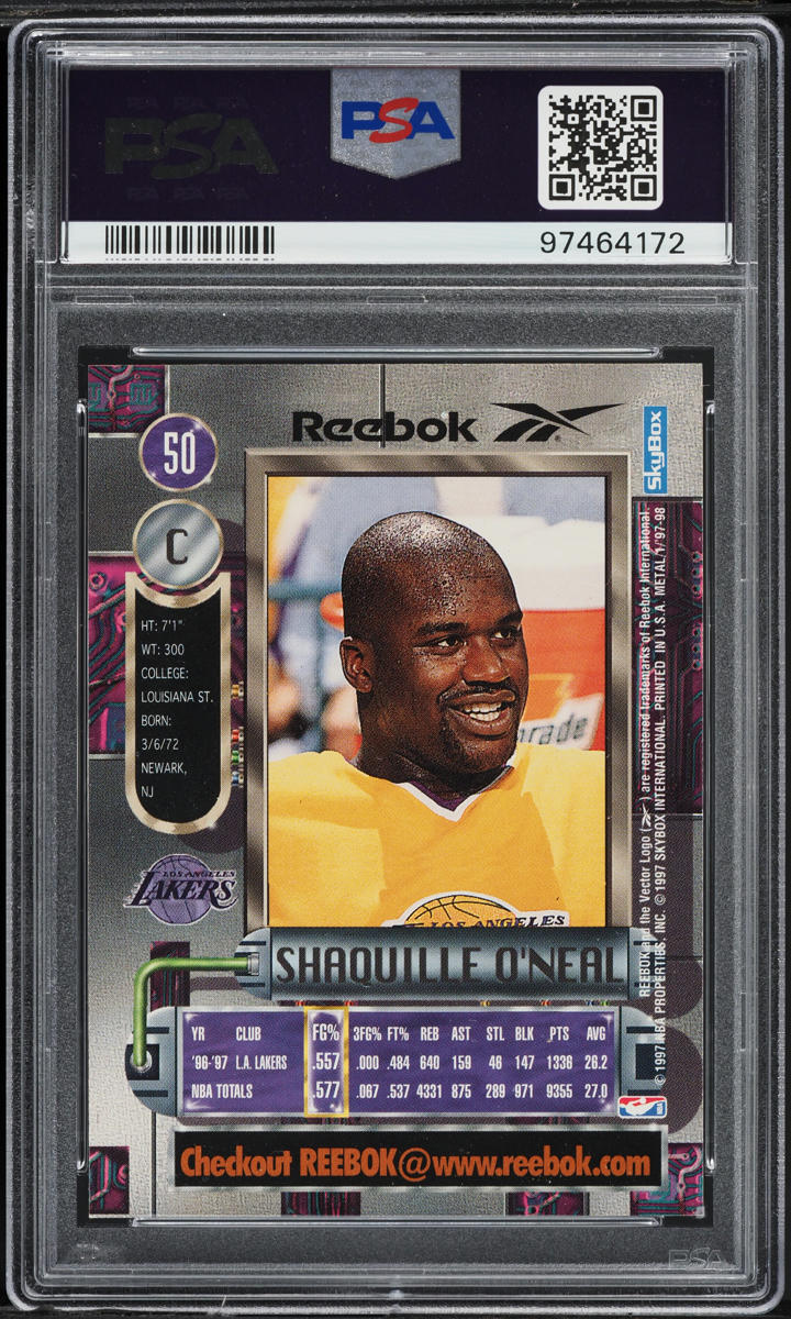 1997 Metal Universe Reebok Bronze Shaquille O'Neal #50 PSA 7 NRMT