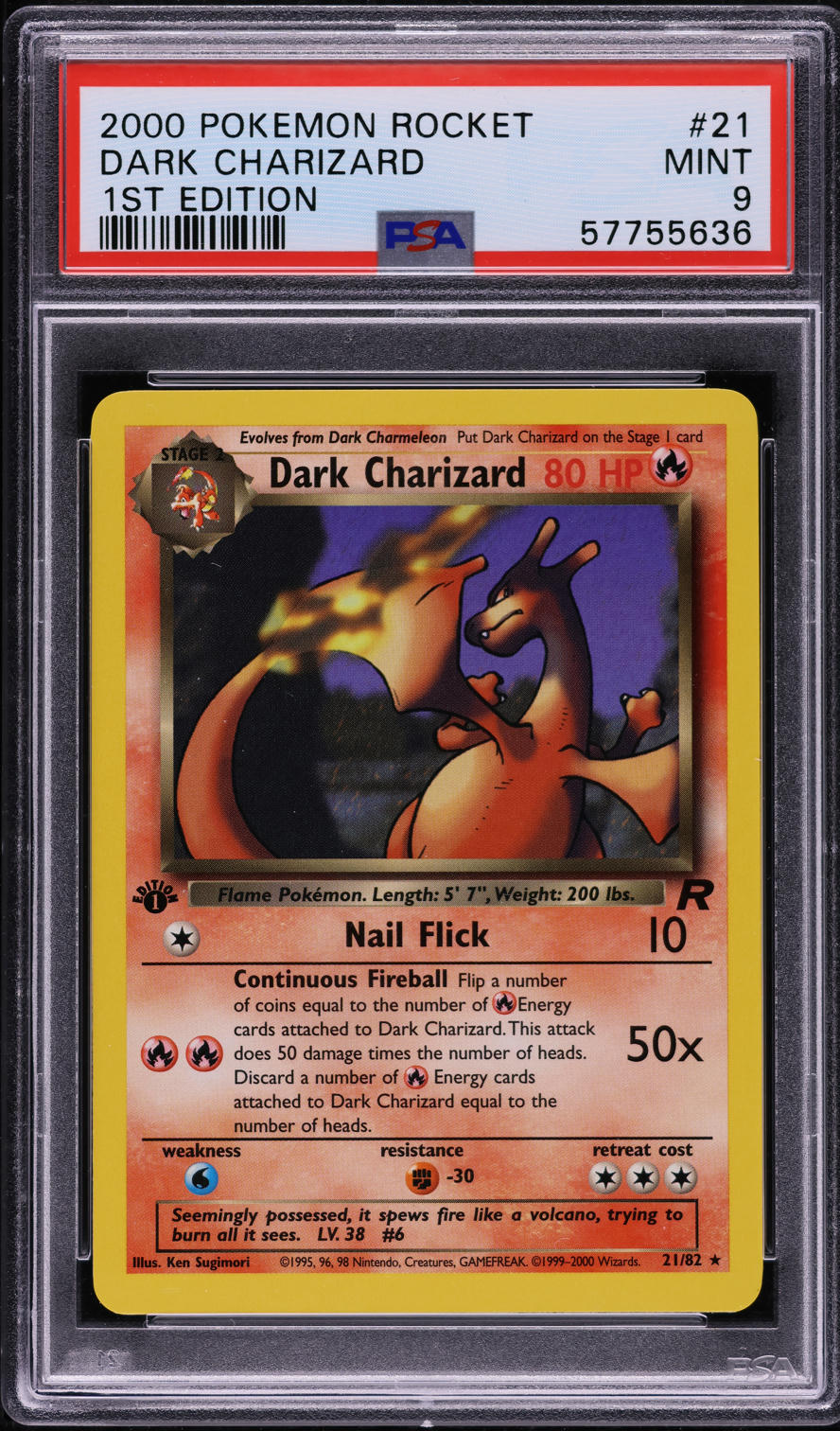 2000 Pokemon Team Rocket 1st Edition Dark Charizard #21 PSA 9 MINT