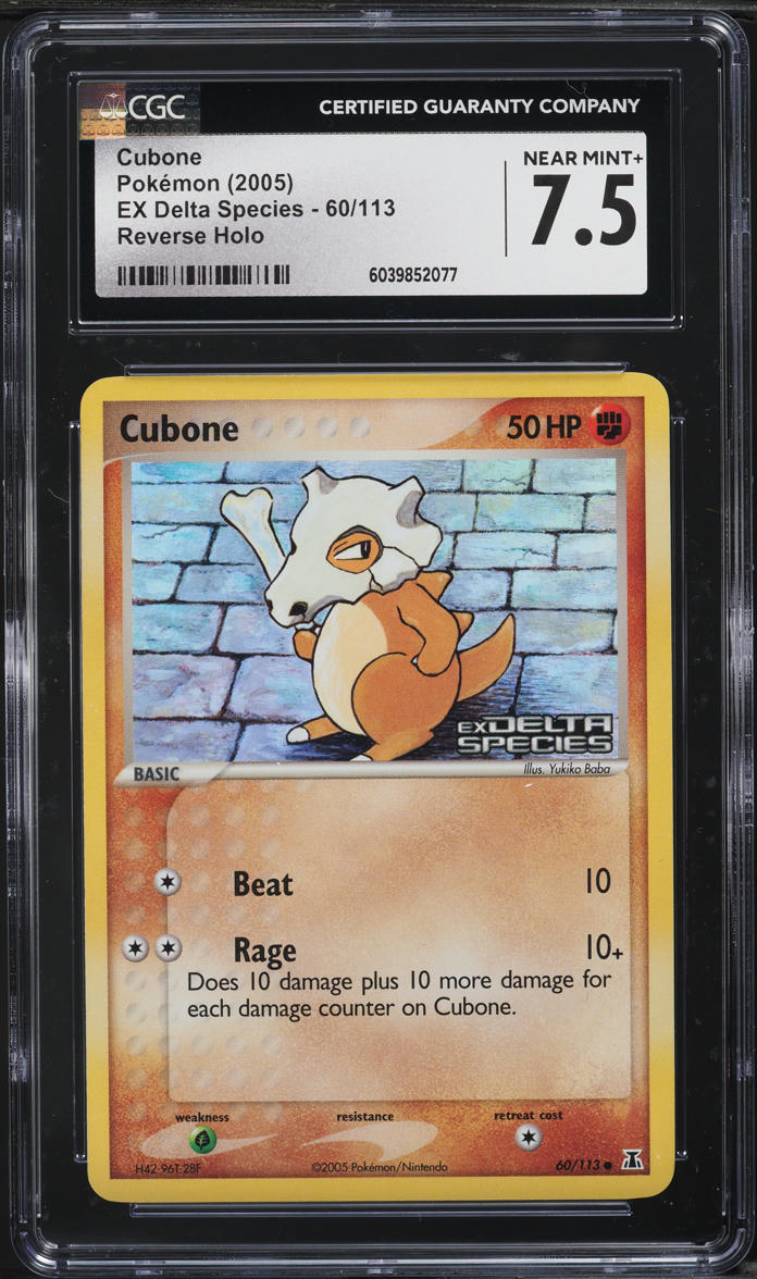 2005 Pokemon EX Delta Species Reverse Holo Cubone #60 CGC 7.5 NRMT+