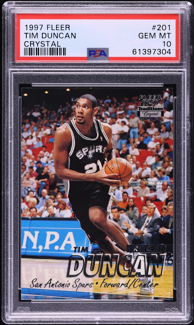1997 Fleer Crystal Tim Duncan ROOKIE #201 PSA 10 GEM MINT