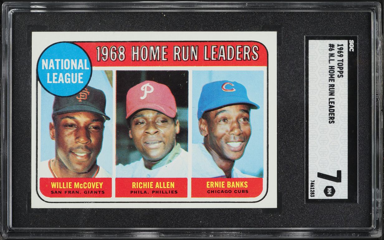 1969 Topps Willie McCovey Richie Allen Ernie Banks N.L. HOME RUN LEADERS SGC 7 NRMT