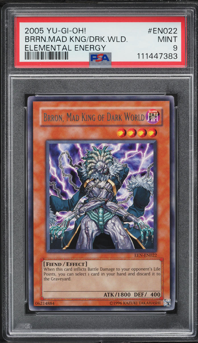 2005 Yu-Gi-Oh! Elemental Energy Brron, Mad King Of Dark World #EEN-EN022 PSA 9