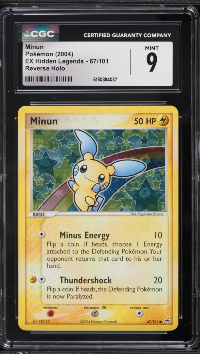 2004 Pokemon EX Hidden Legends Reverse Holo Minun #67 CGC 9 MINT