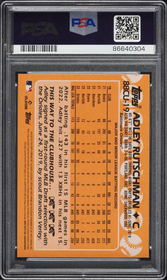 2023 Topps Chrome Update '88 Adley Rutschman ROOKIE #88CU19 PSA 10 GEM MINT