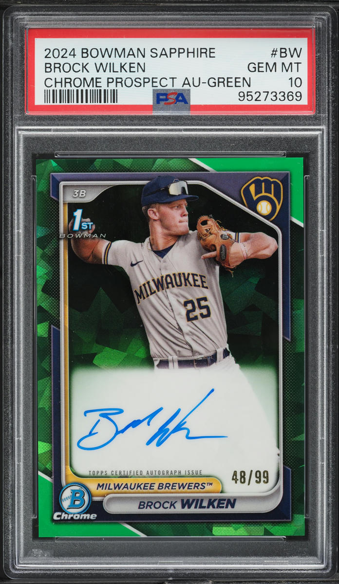 2024 Bowman Chrome Sapphire Green Brock Wilken PROSPECT AUTO /99 #BSPA-BW PSA 10